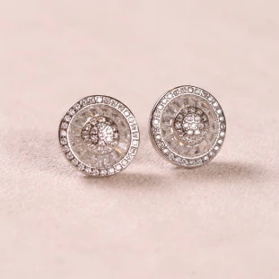 Brinco Pizza Cravejado Com Zircônias Em Prata