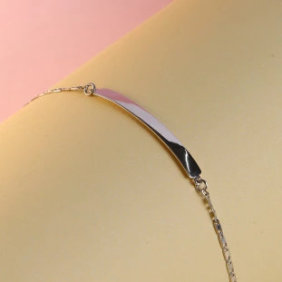 Pulseira Chapa Corrente Piastrine Em Ouro Branco 