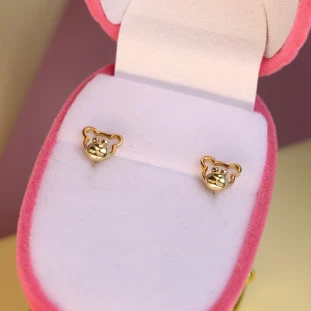 Brinco Ursinho Vazado Em Ouro Amarelo 