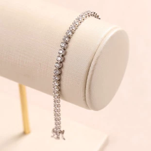 Pulseira Riviera Craveja Com Zircônias Em Prata