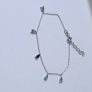 Pulseira Gotas Com Zircônias Topazio Em Prata
