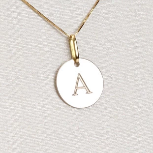 Pingente Letra A  Fecho Em Ouro Amarelo Placa Ouro Branco