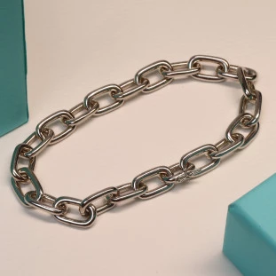 Pulseira Elos Alongado Ocos em Prata