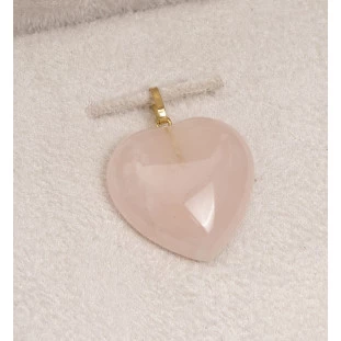 Pingente Coração Quartzo Rosa em Ouro Amarelo