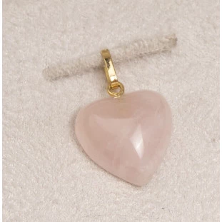 Pingente Coração Ágata Quartzo Rosa em Ouro Amarelo
