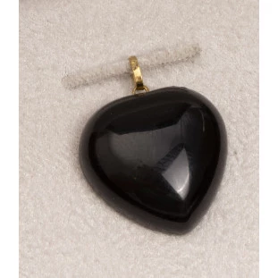 Pingente Coração Ônix em Ouro Amarelo