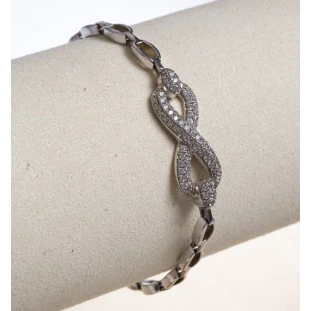 Pulseira Infinito Pavê Zircônia em Prata