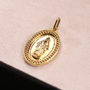 Pingente Nsa Senhora das Graças Em Ouro Amarelo 