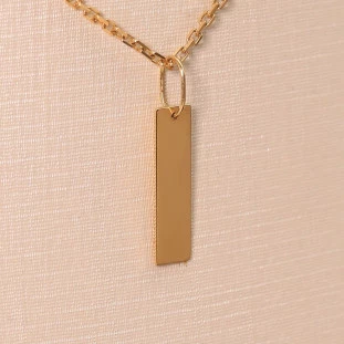 Pingente Placa Retangular Em Ouro Amarelo