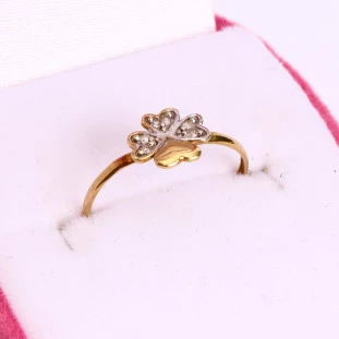 Anel Falange Trevo Cravejado Com Diamantes Em Ouro Amarelo
