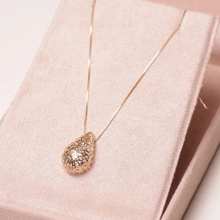 Gargatilha Gota Vazada Oca Em Ouro Amarelo 