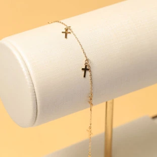 Pulseira Cruz Penduradas Em Ouro Amarelo 