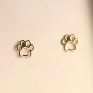 Brinco Pata de Cão Vazada Em Ouro Amarelo