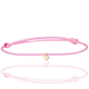 Pulseira Gold&Silk Coração Mini em Ouro Amarelo